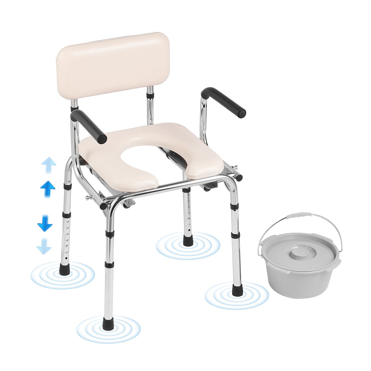 Commode Chair, Bedside Commode with Padded Seat