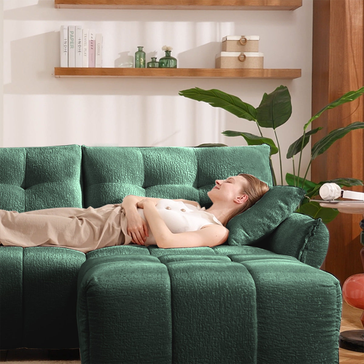 2 Seater Sofa Set with 2 Ottomans and Throw Pillows