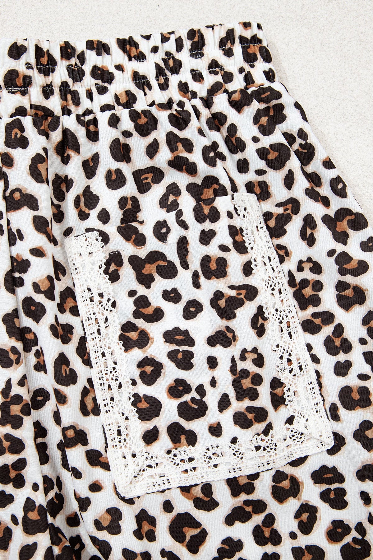 Black Leopard Print Ankle-Length Elastic Waist Pants