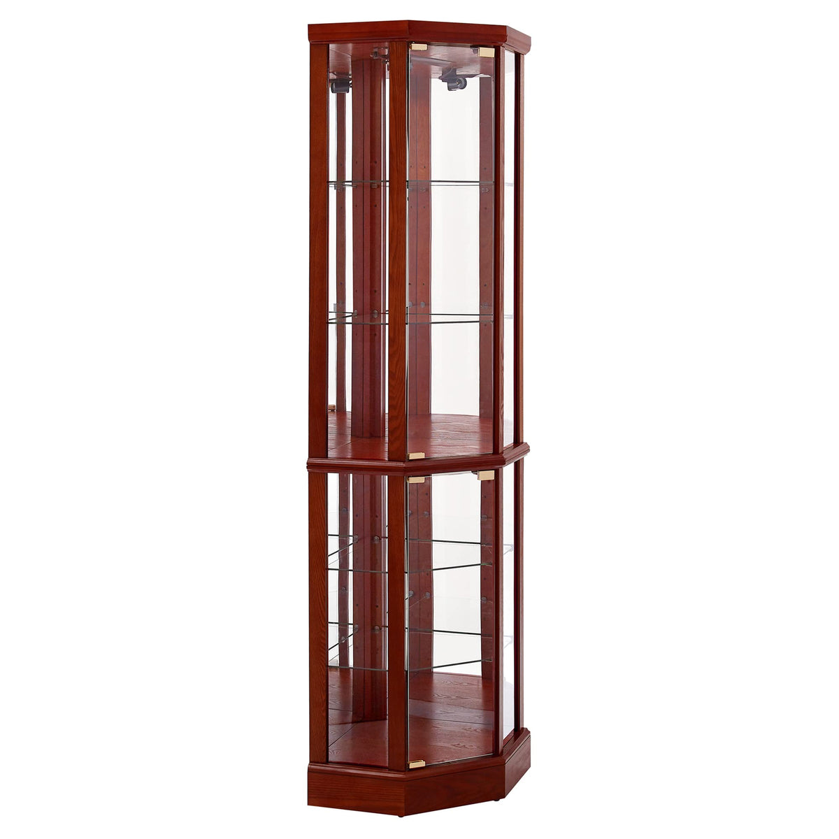 6 Shelf Lighted Corner Curio Cabinet with Adjustable Shelves