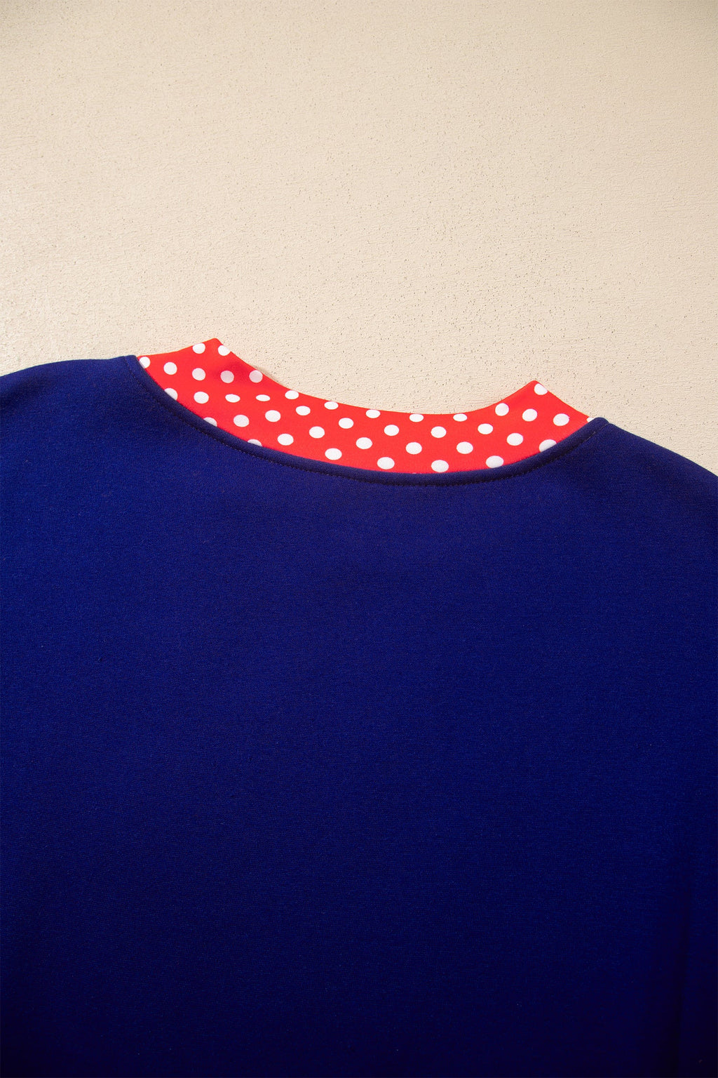 Brown Colorblock Polka Dot Contrast Trim Oversized Sweatshirt