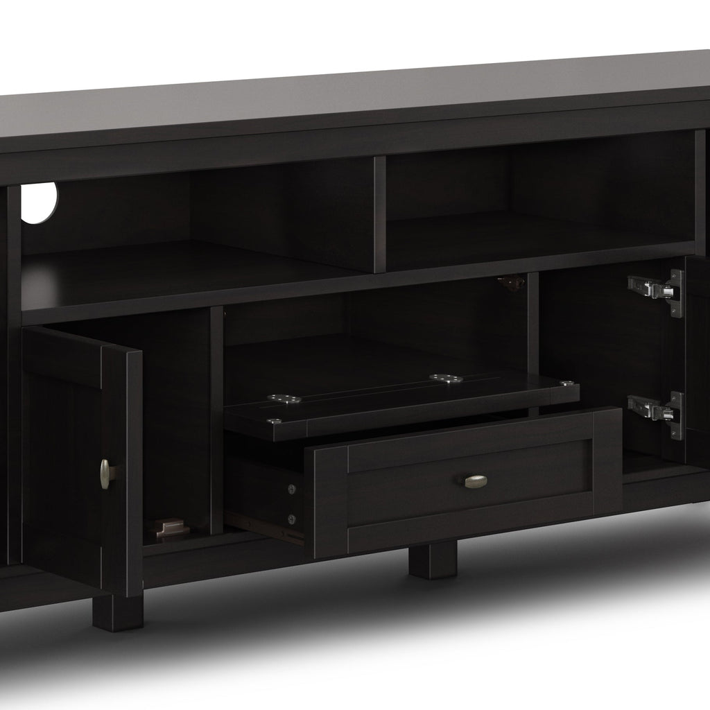 Warm Shaker 72 Inch Wide Solid Wood TV Stand in Hickory