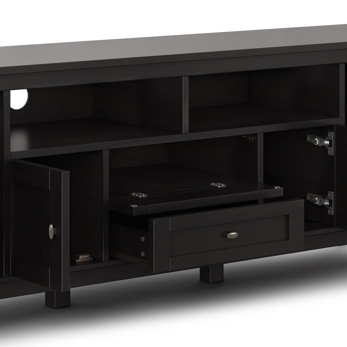 Warm Shaker 72 Inch Wide Solid Wood TV Stand in Hickory