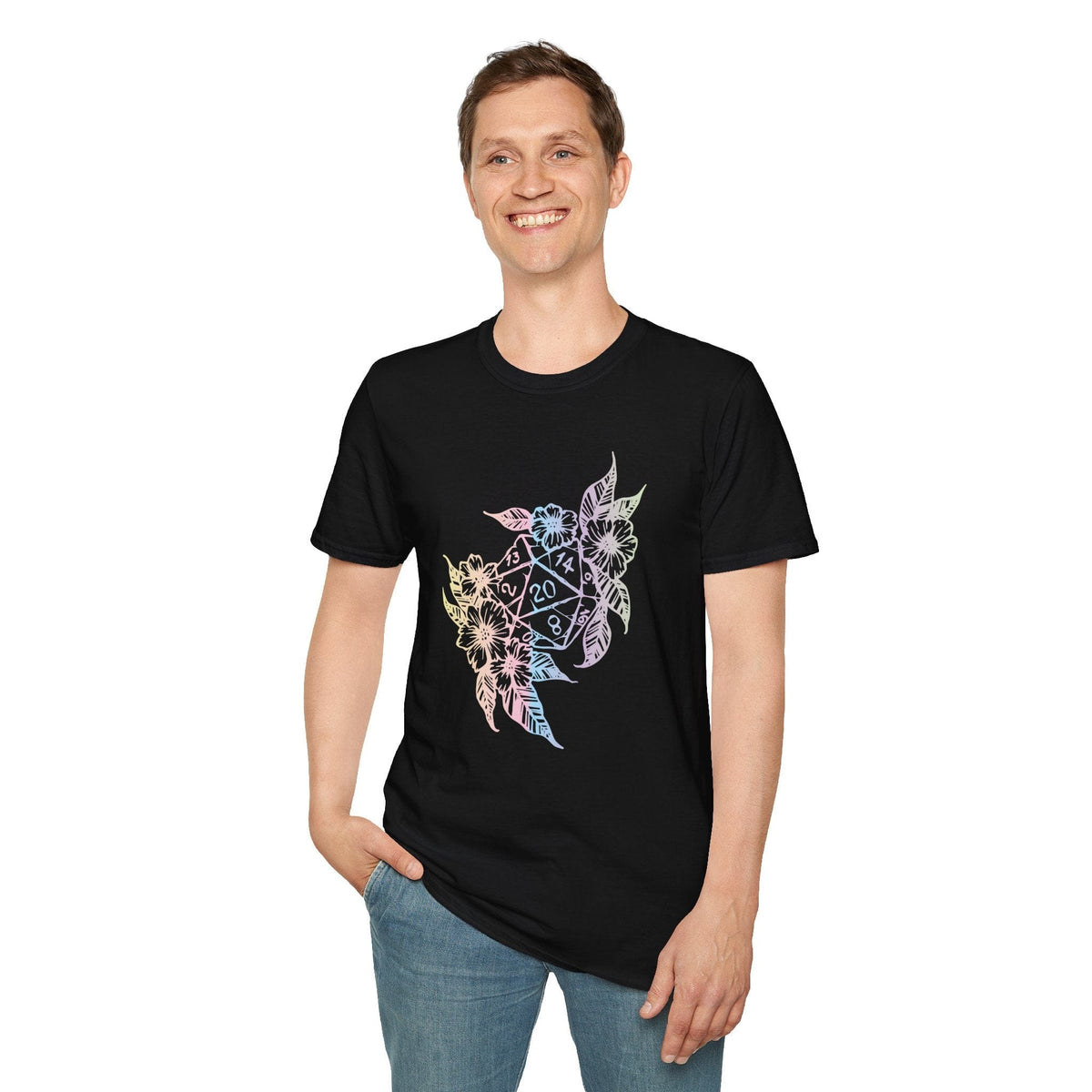 D&D D20 Dice Flower T-Shirt