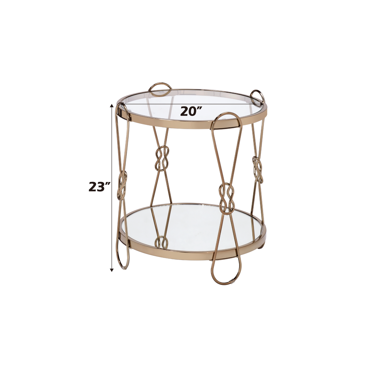 Zekera Mirrored & Champagne Finish End Table