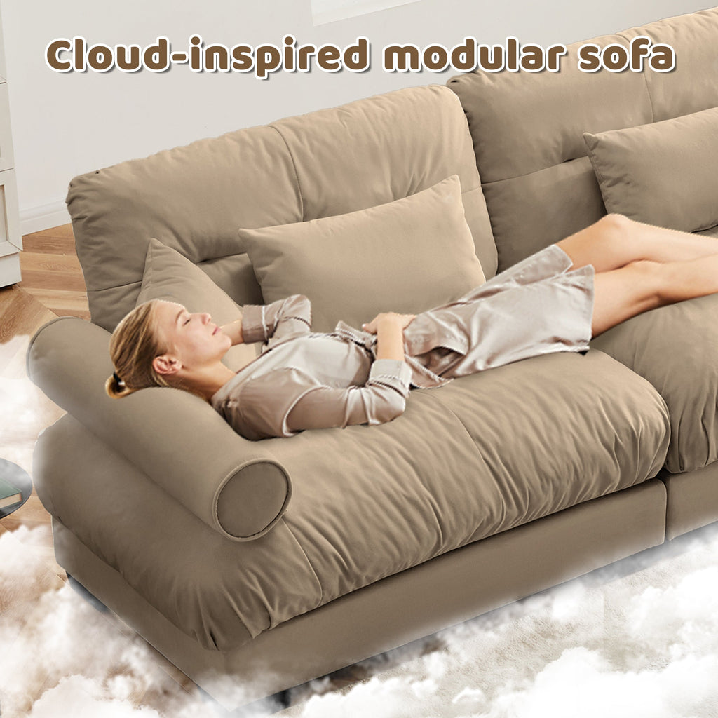 U Shape Modular Sectional Sofa Couch with Movable Ottomans