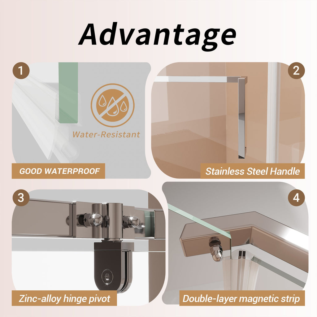 Frameless Neo-Angle Pivot Shower Enclosure - 36" x 36" x 72"