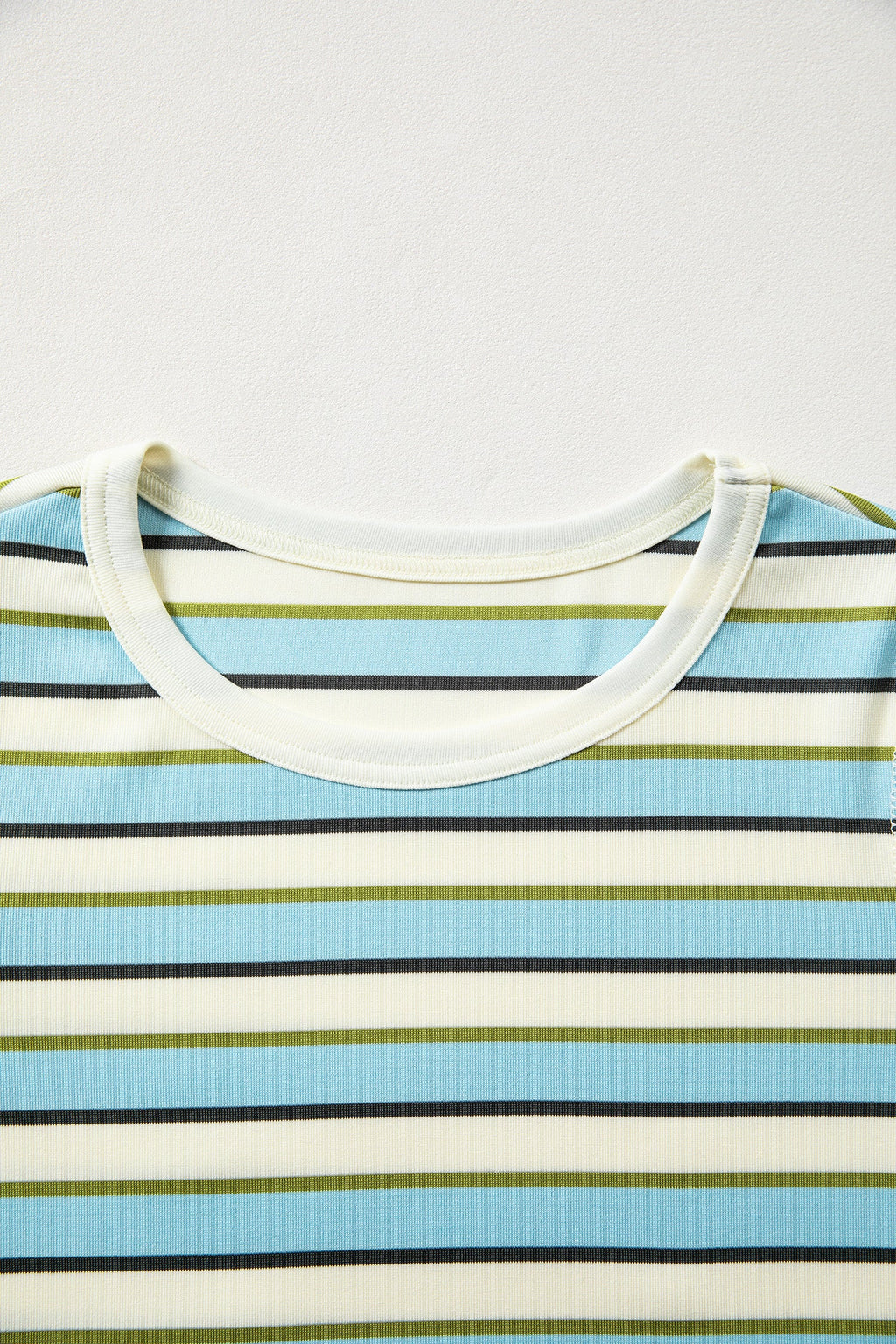 Stripe Round Neck Ribbed Knit Long Sleeve Top