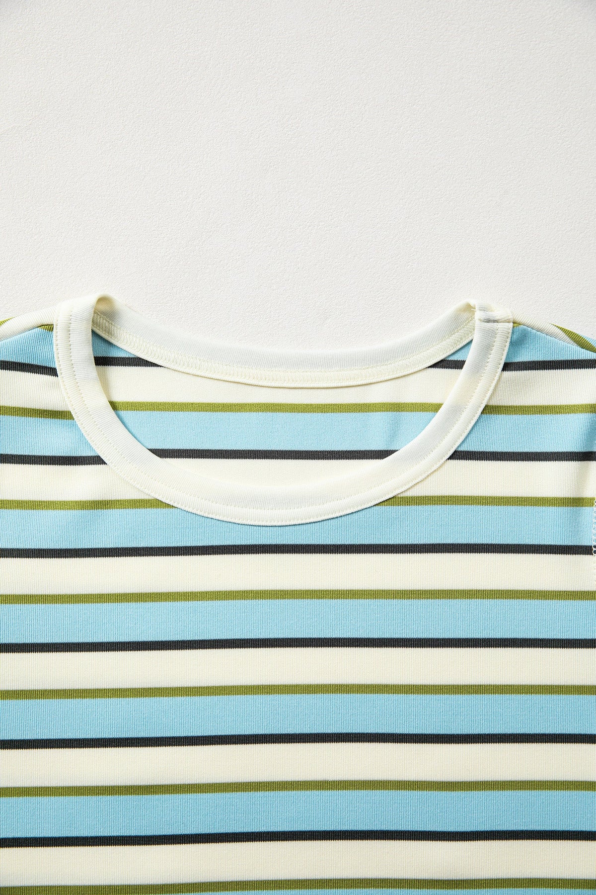 Stripe Round Neck Ribbed Knit Long Sleeve Top