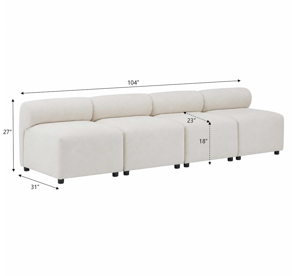 Evelyn 4-Piece Modular Free Combination Sectional Chenille Sofa Couch