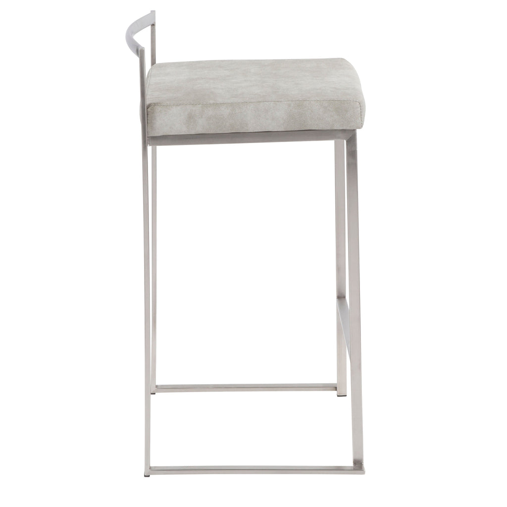 Contemporary Stackable Counter Stool in Stainless Steel with Light
