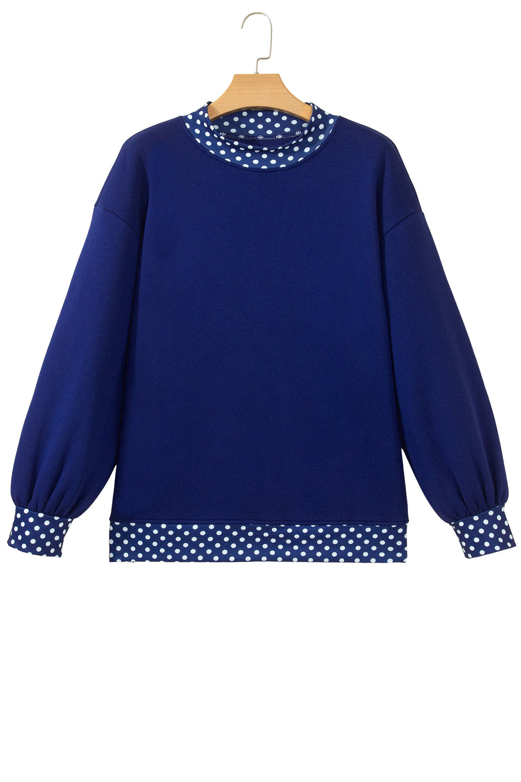 Burgundy Colorblock Polka Dot Contrast Trim Oversized Sweatshirt