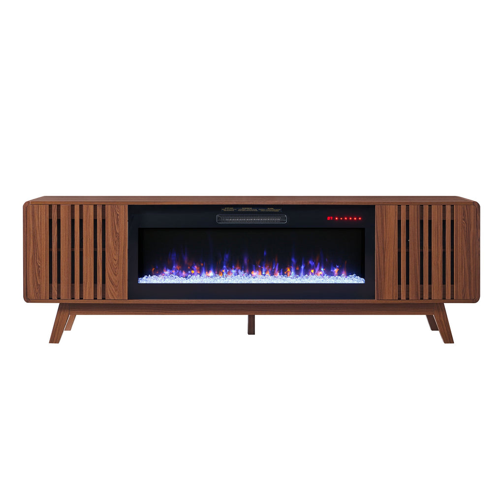 78 Inch Mid-Century Modern Electric Fireplace TV Stand
