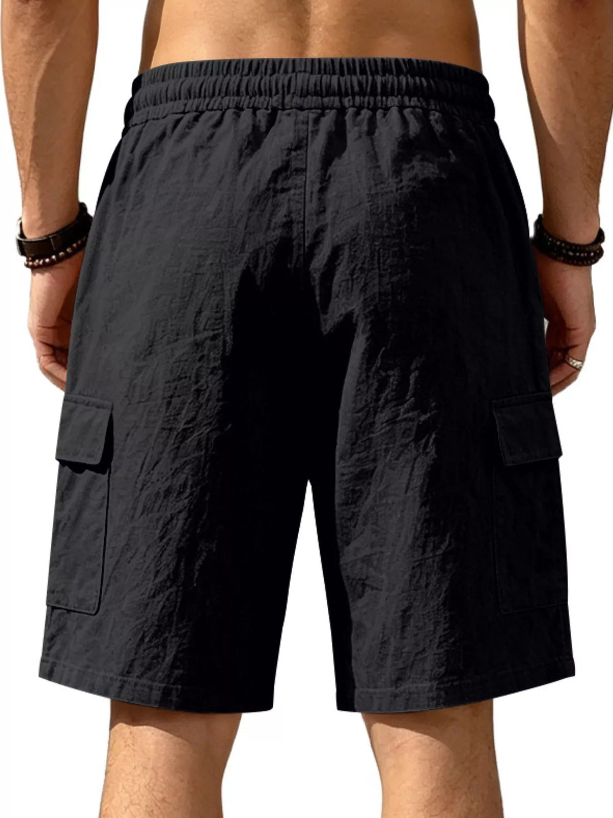 Men's Plus Size Casual Cargo Shorts with Drawstring Waist