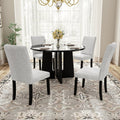 5-Piece Round Dining Table Set with Upholstered Chairs