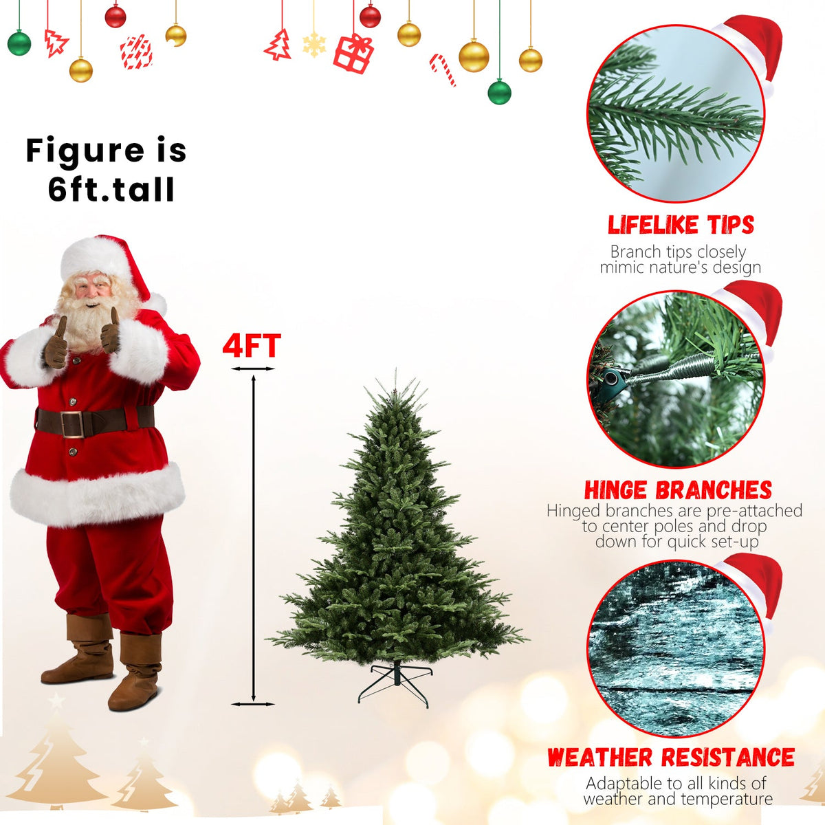 6FT Full-Shaped Christmas Tree with 1673 Tips
