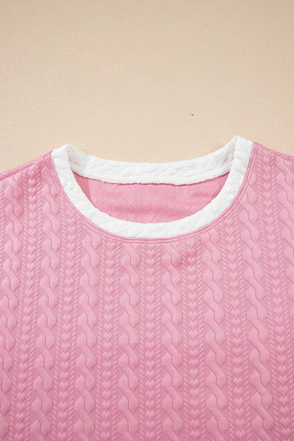 Textured Contrast Trim Crewneck Tee & Pocketed Skirt Set