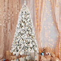 7.5FT Flocked Christmas Tree with 500 Warm LED Lights