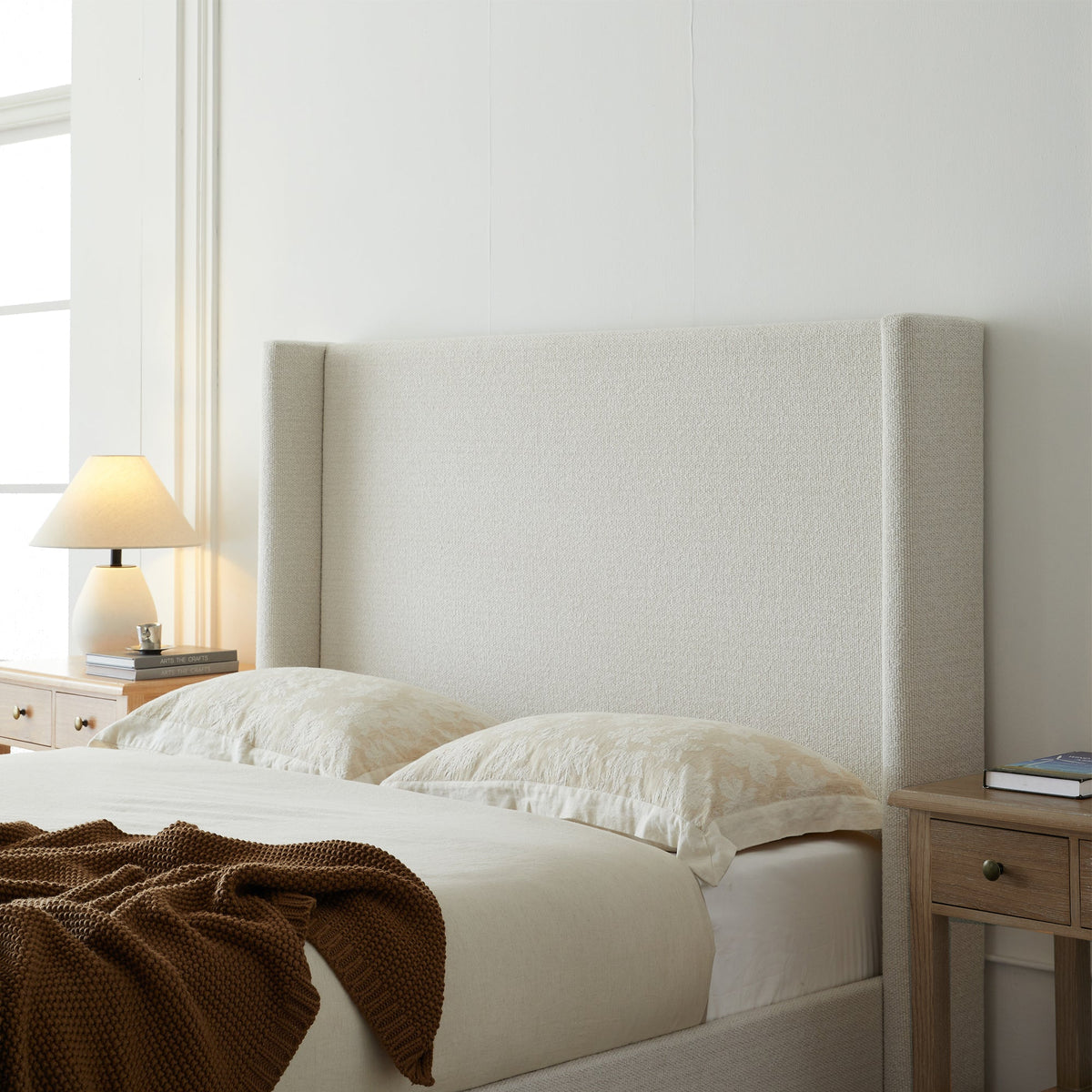 Hosford Upholstered Wingback Bed - Queen Size