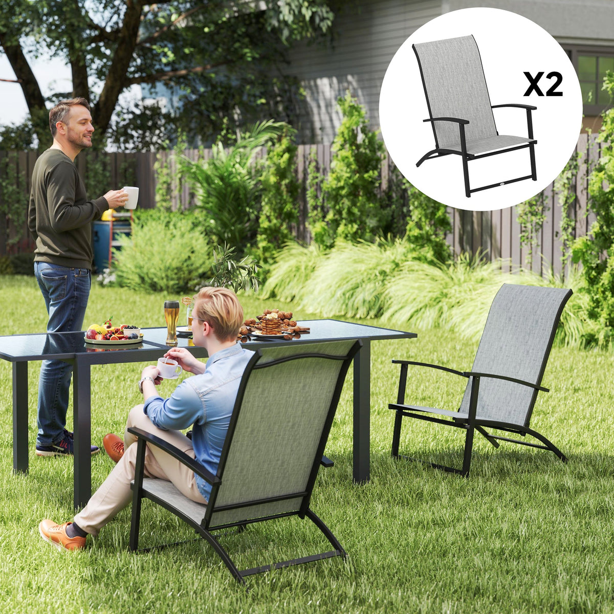 Outsunny Folding Patio Chairs Set of 2