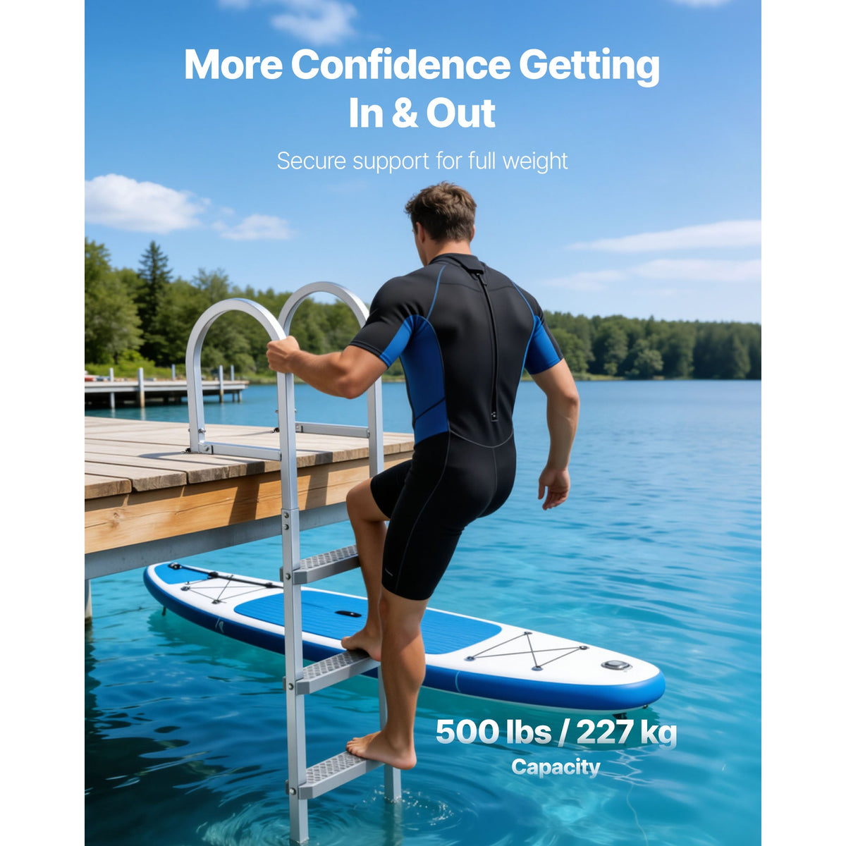 Removable Dock Ladder - 4 Steps for Boats and Pools