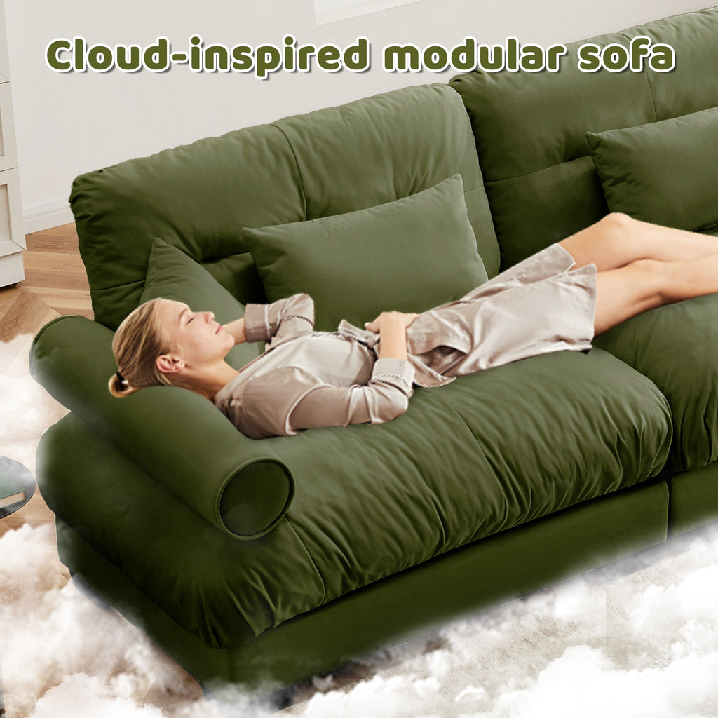 Large Size Modern Two-Seater Sofa with Bolstered Armrests