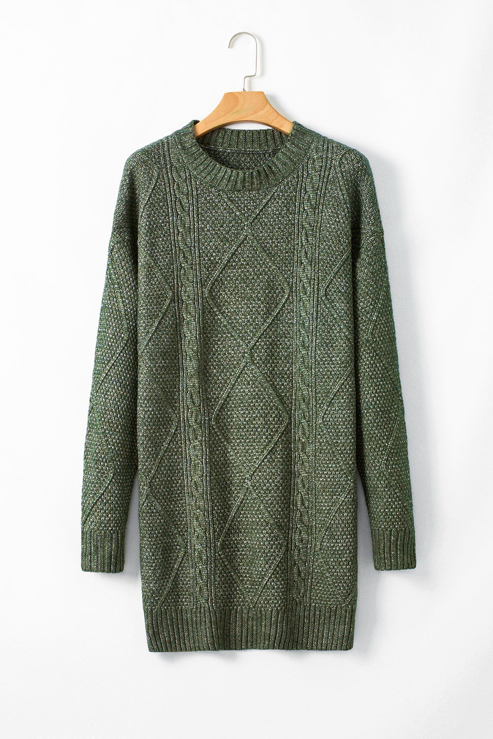 Cable Knit Drop Shoulder Sweater Dress