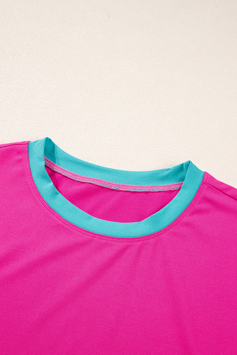 Colorblock Short Sleeve Top & Wide Leg Pants Set