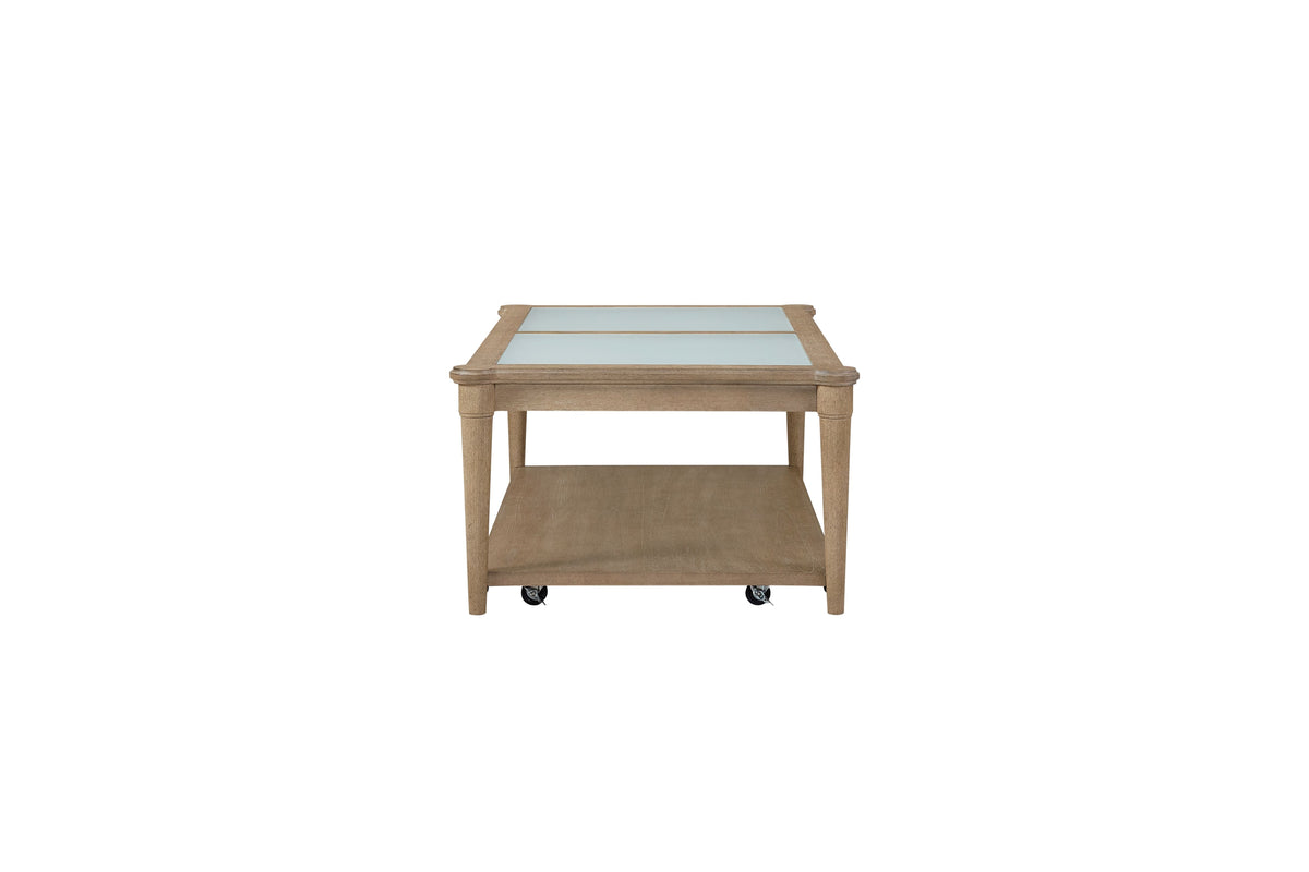 Frosted Glass Top Cocktail Table With Casters