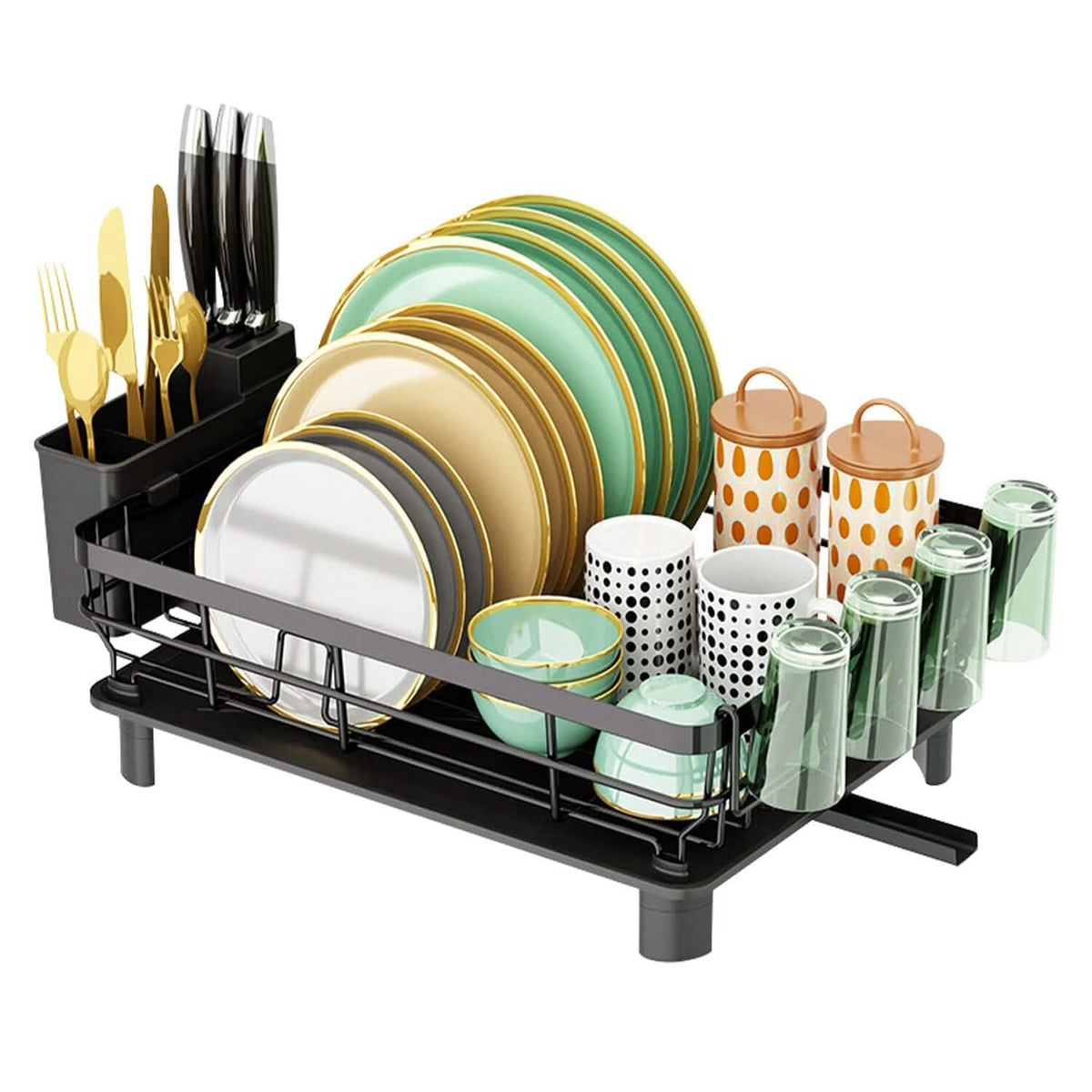 Dish Drying Rack Drain Board Utensil Holder Organizer