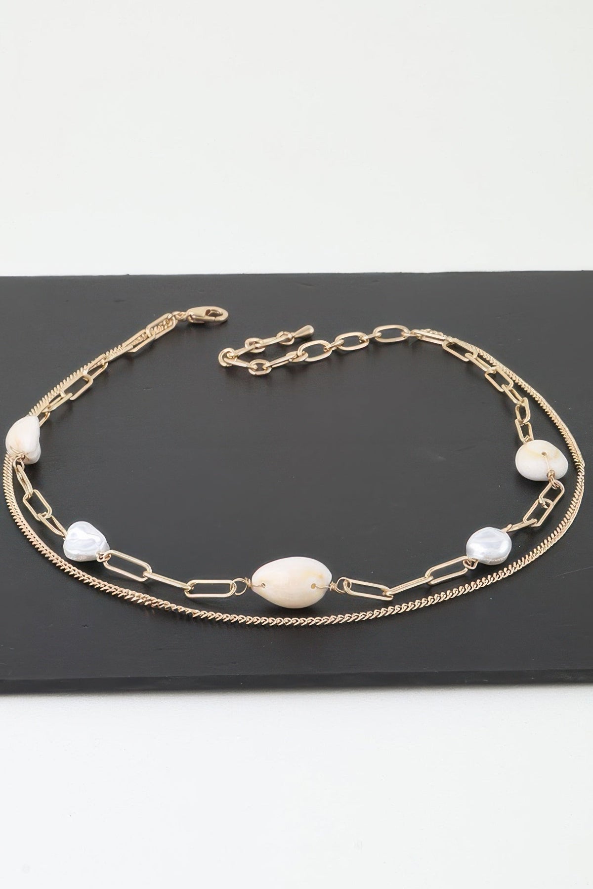 Double Pearl Chain Necklace