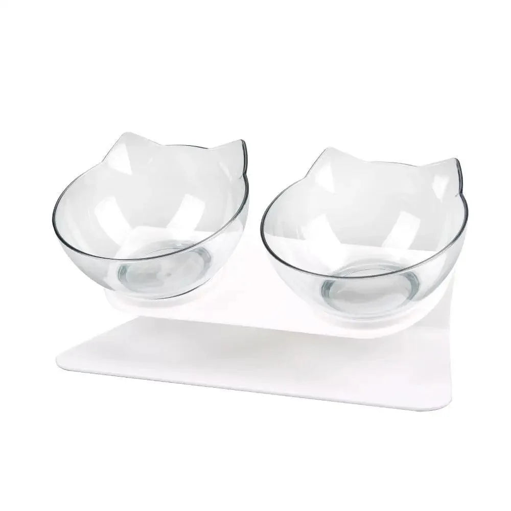 Double Transparent Non-slip Food Bowl With Protection For Cats Modern Kitten Food Bowl Pet Accessories