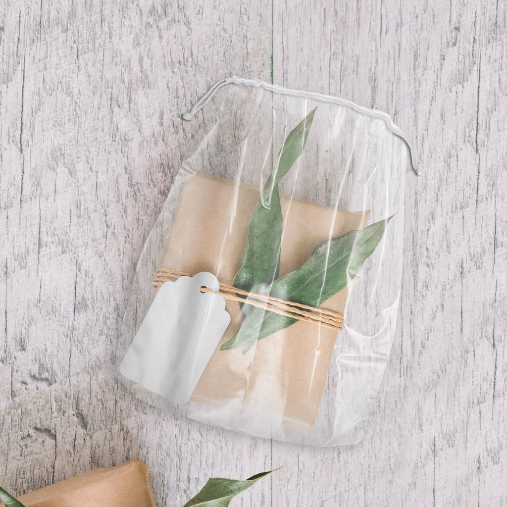 Clear Drawstring Bag, 6 x 10 Inches. Pack of 50 Clear Plastic Drawstring Bags. 2 Mil Drawstring Clear Plastic Bags. Waterproof Clear Plastic Bags Drawstring for Cosmetics, Toiletries