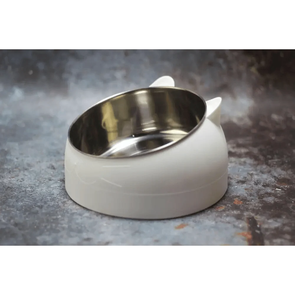 Durable Stainless Steel Cat Small Pet Bowl Easy Clean Cute Cat Feeding Bowls Drinking Water Feeder Tilt Dish For Pets