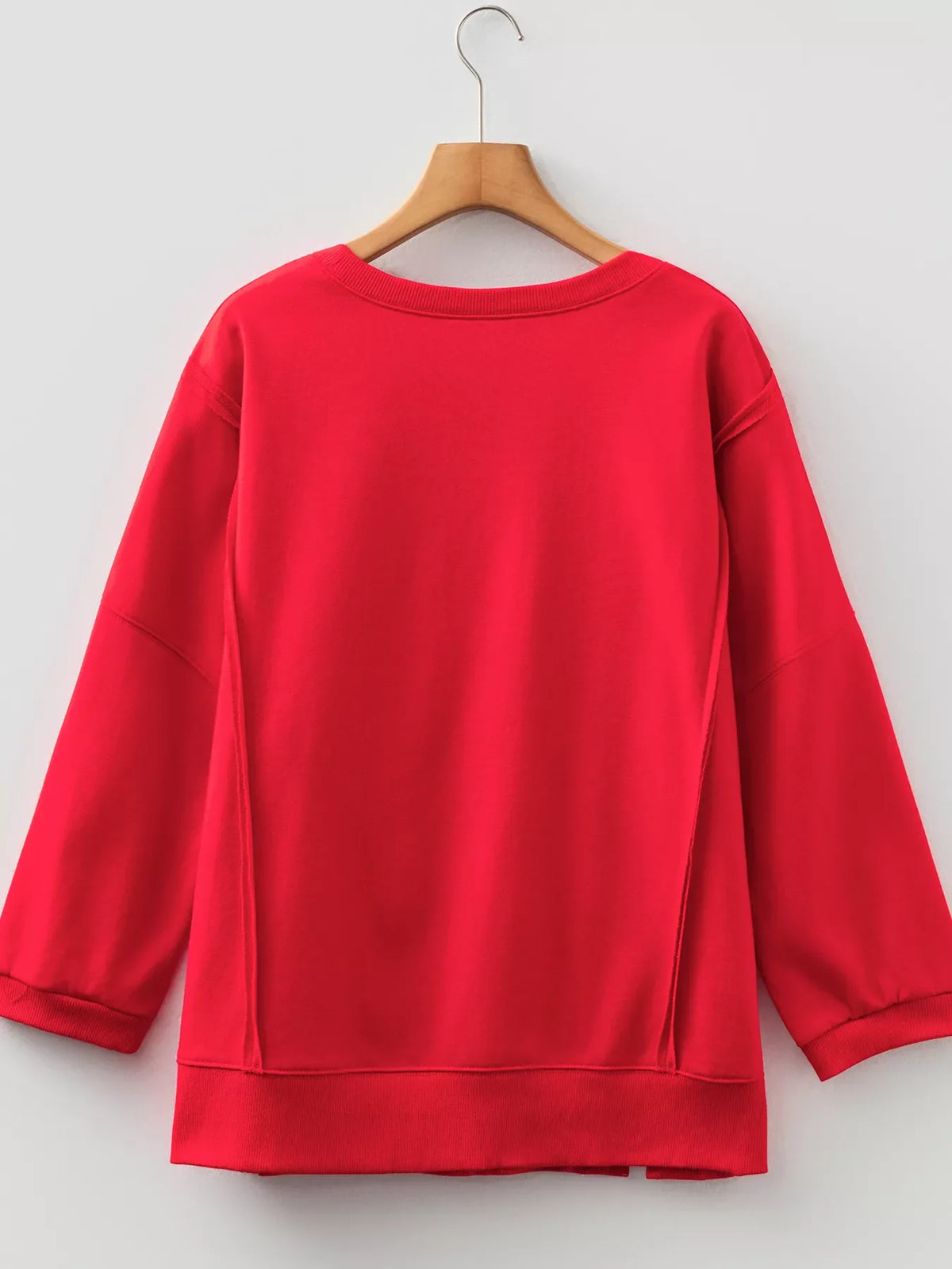 Floral Bow Patched Exposed Seam Patchwork Slit Baggy Sweatshirt