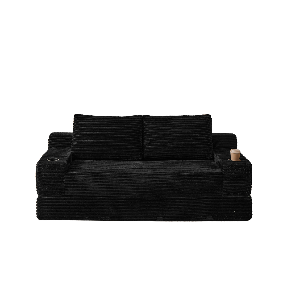70.8-Inch Corduroy Two-in-One Sofa Bed with Lounge Chair