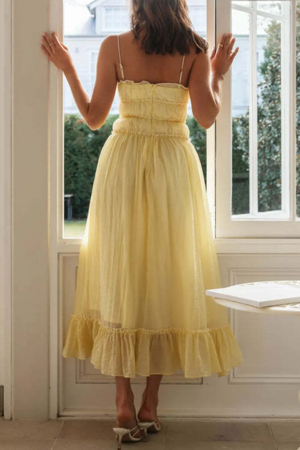 Frill Tied Front Midi Cami Dress