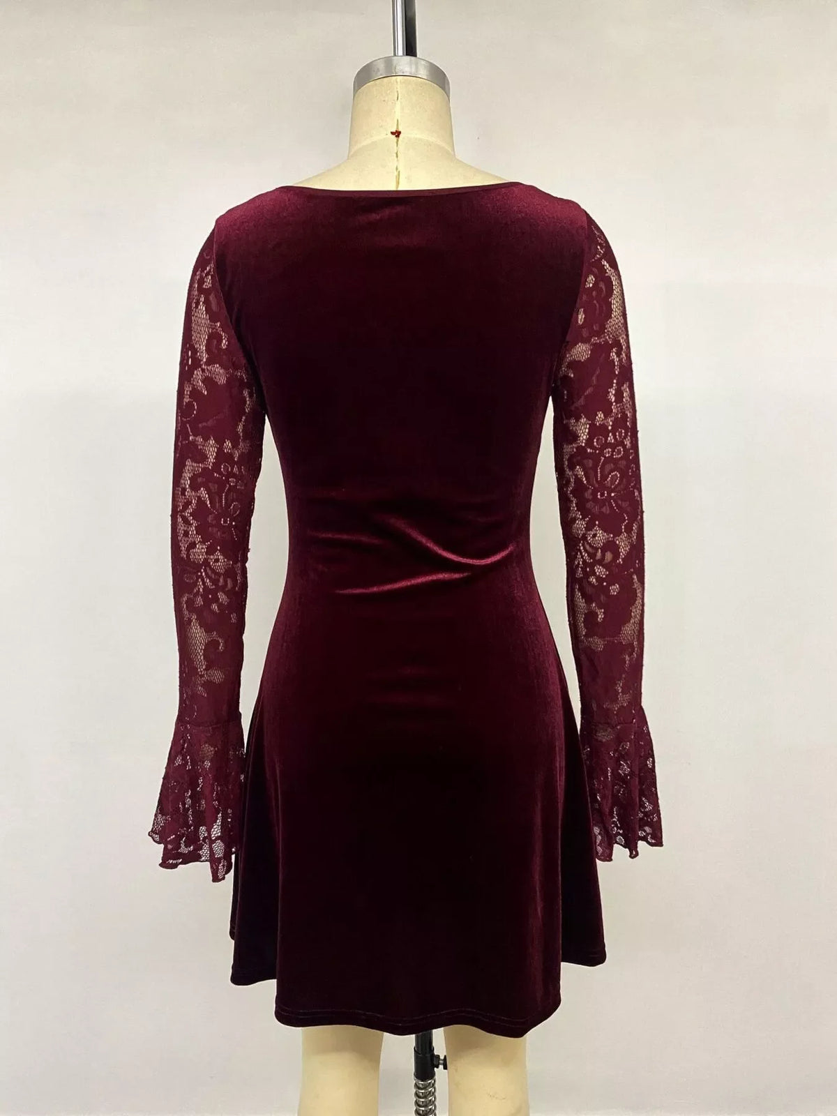 Lace Flare Sleeve Mini Dress