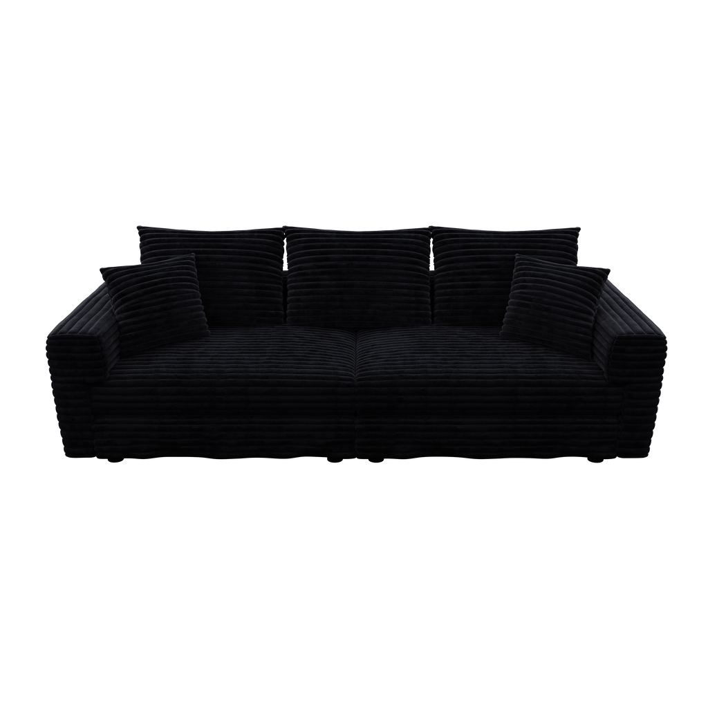 Plush Corduroy 3-Seat Sofa, Modern Comfy Upholstered Couch
