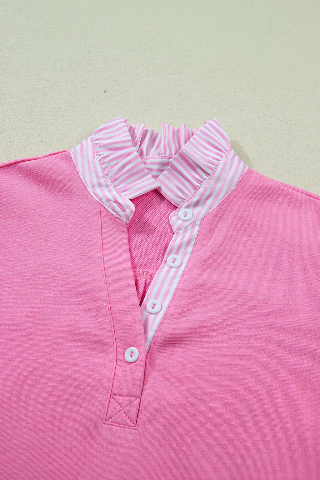Stripe Frilled Collar Short Sleeve Blouse