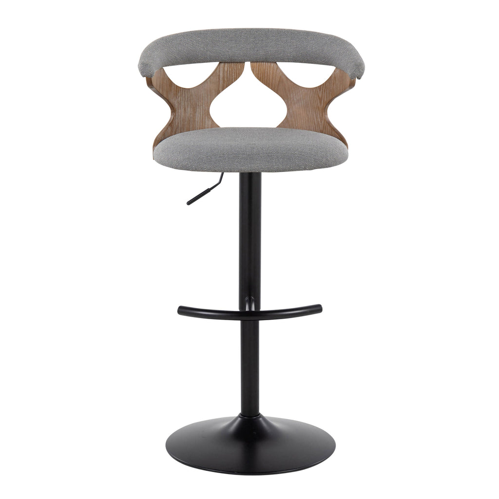 Contemporary Adjustable Barstool with Swivel in Whitewashed Wood