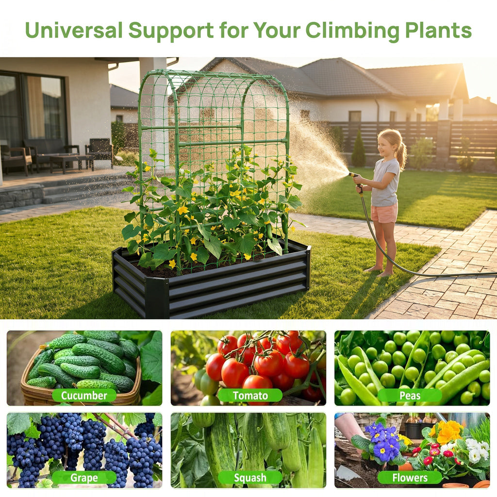 2-in-1 Raised Garden Bed with Trellis