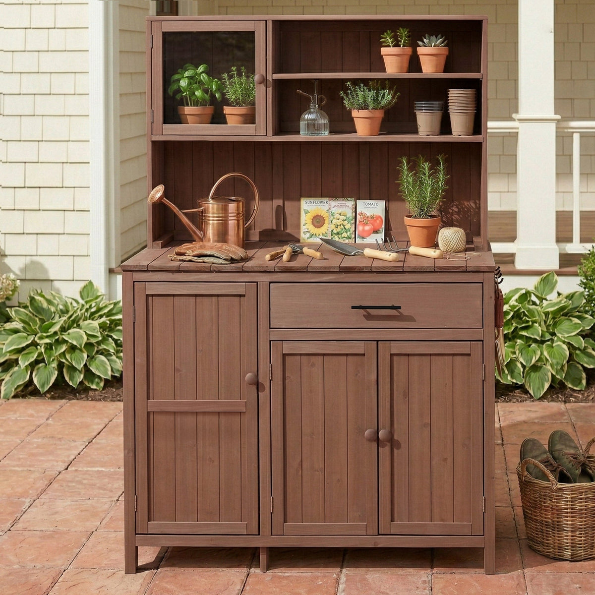 Topamax Potting Bench with Hutch