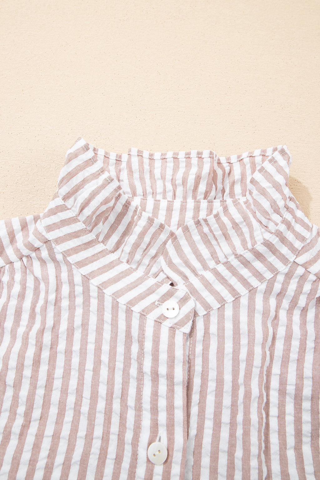 Stripe Frilled Collar 3/4 Sleeve Maxi Dress