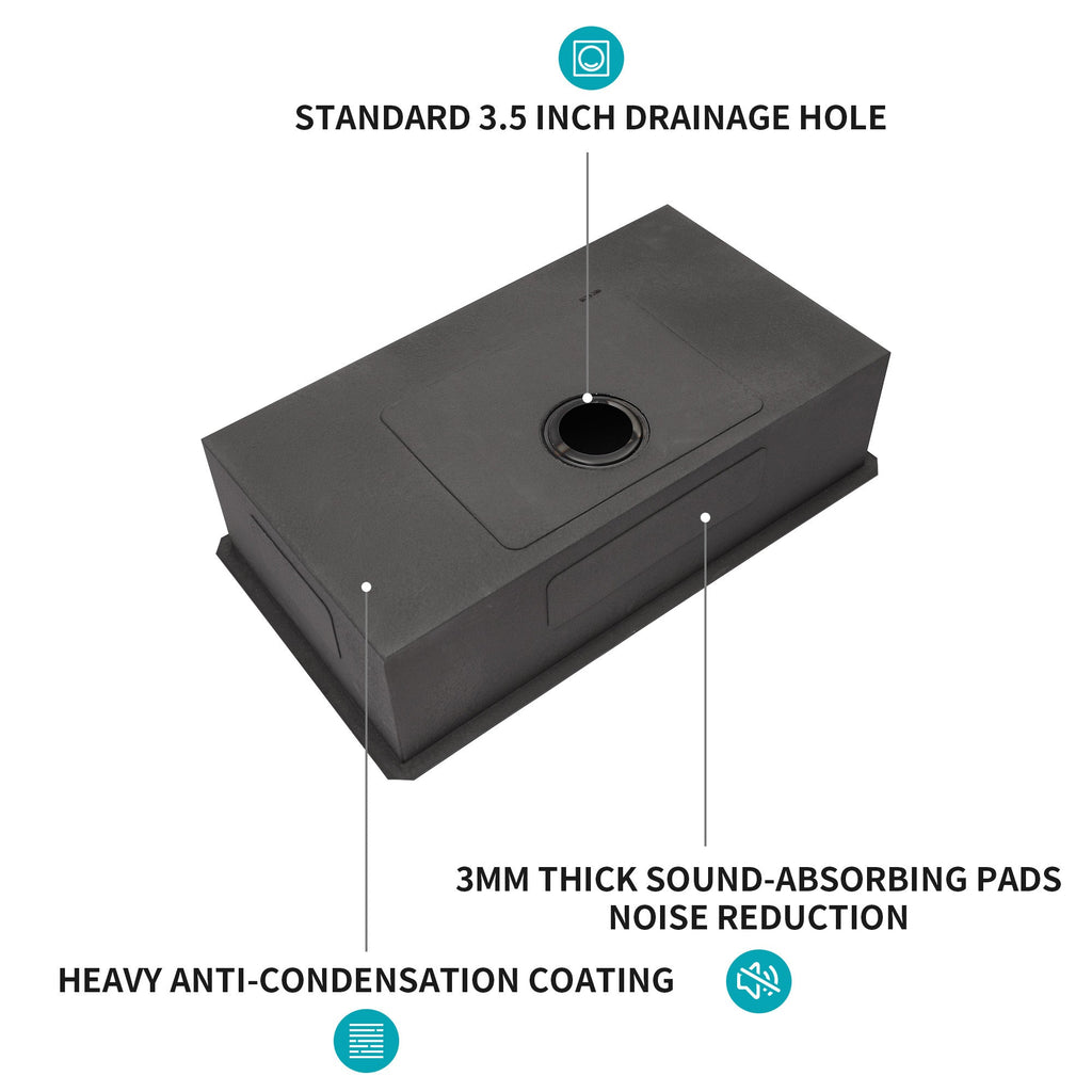 30 Inch Undermount Sink - Gunmetal Finish