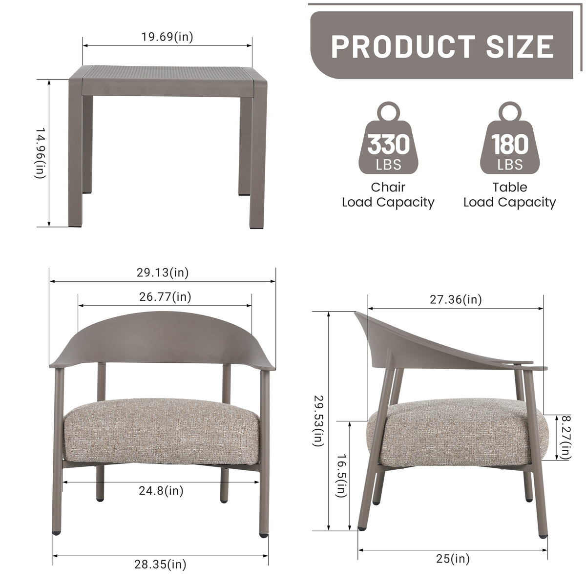 Summer Modern 2-Piece Accent Chair Set with Coffee Table
