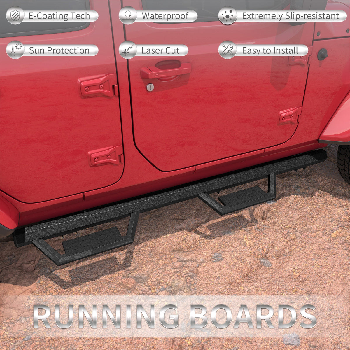 Two Stairs Running Boards Side Steps For Jeep Wrangler JK