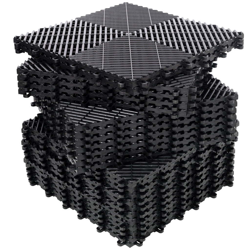 25pcs Plastic Garage Floor Mats - 15.6"x15.6"