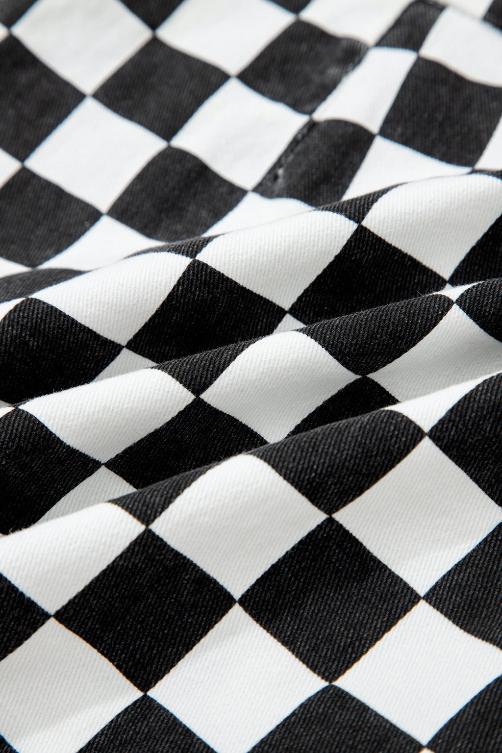 Checker Denim Pocketed Overlap Skort