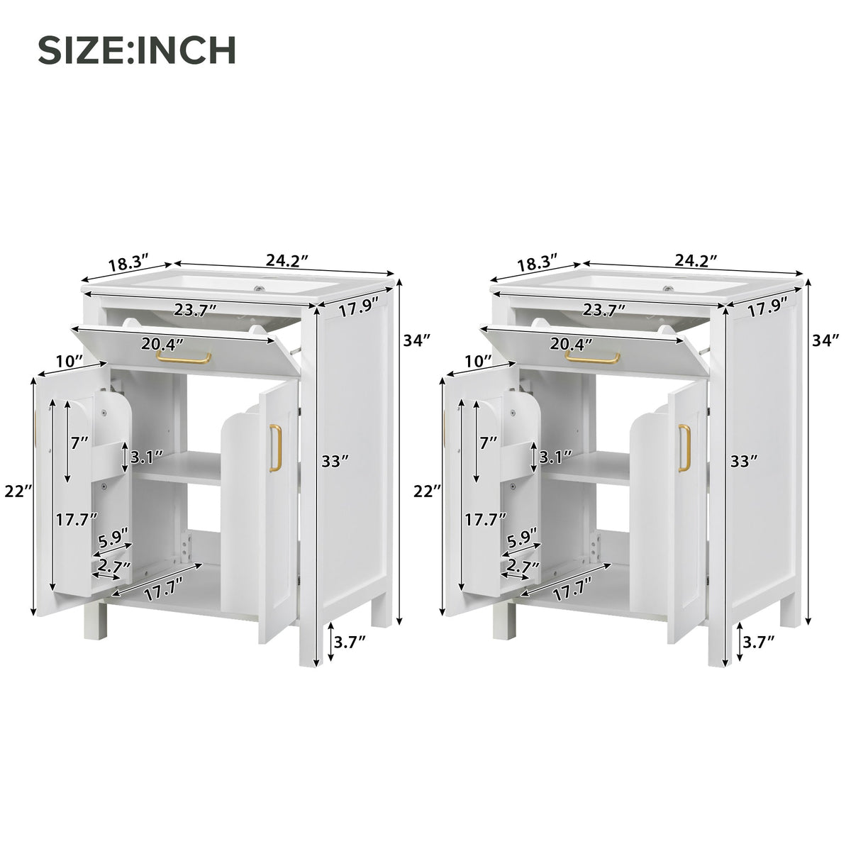 Modern 48-Inch Bathroom Vanity with Ceramic Sink